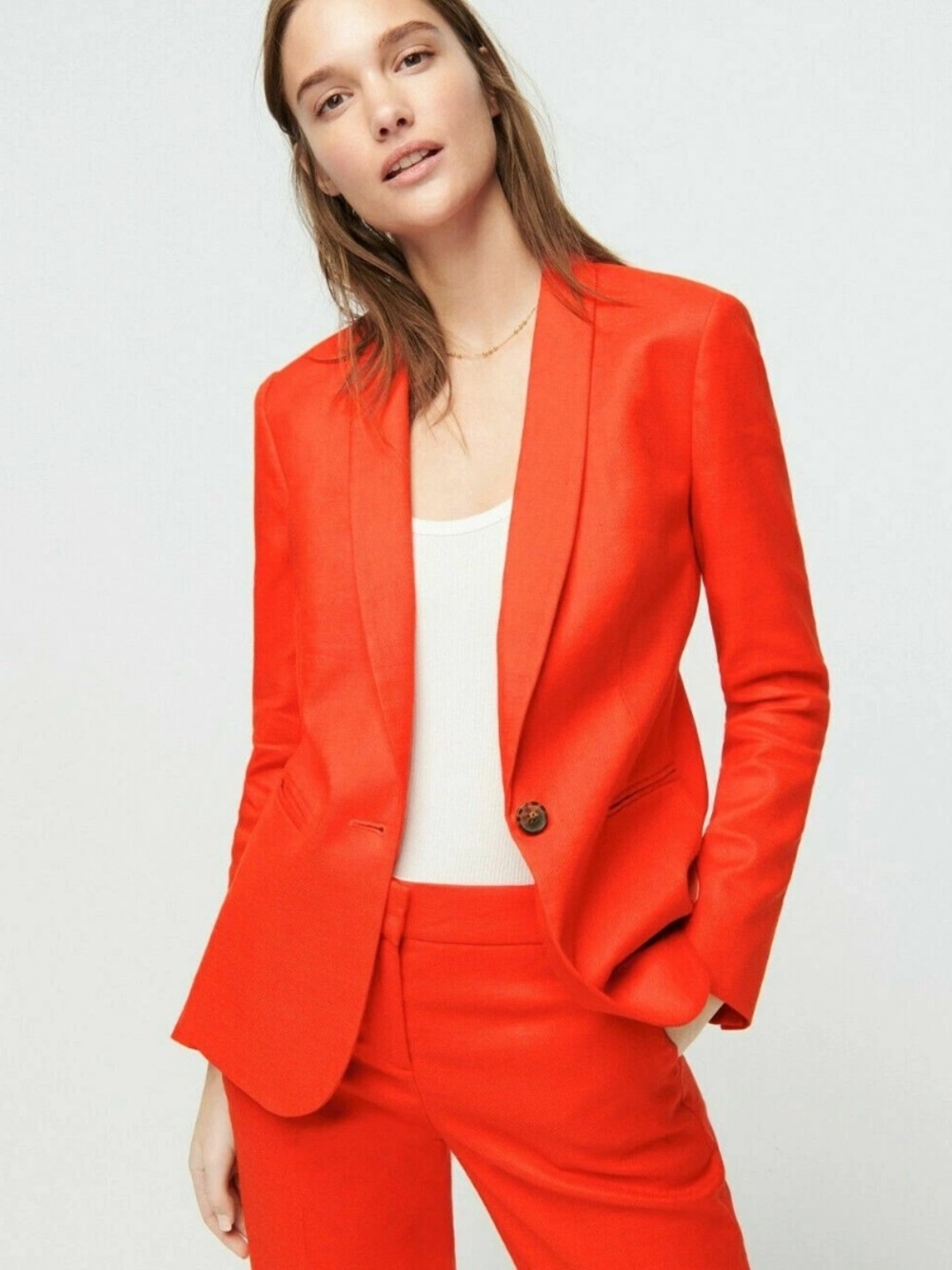 J Crew Parke Linen Blend Single Button Blazer in Brilliant Sunset